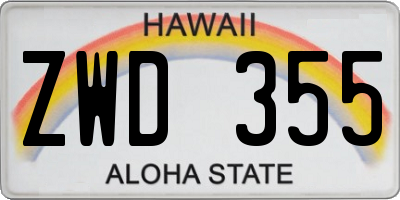 HI license plate ZWD355