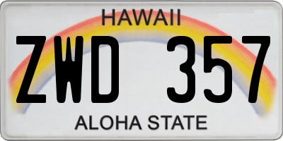 HI license plate ZWD357