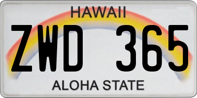 HI license plate ZWD365