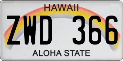HI license plate ZWD366