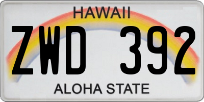 HI license plate ZWD392