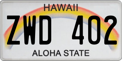 HI license plate ZWD402