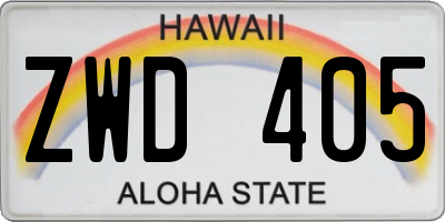 HI license plate ZWD405
