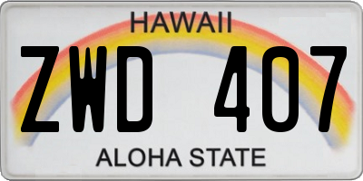 HI license plate ZWD407
