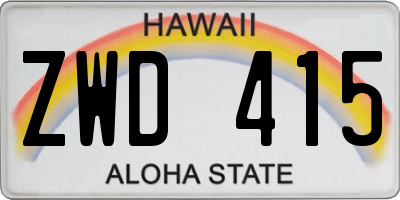 HI license plate ZWD415