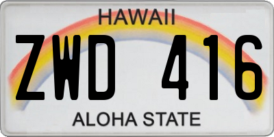 HI license plate ZWD416