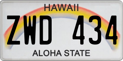 HI license plate ZWD434