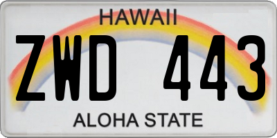 HI license plate ZWD443