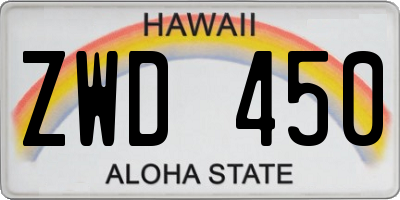 HI license plate ZWD450