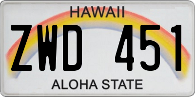 HI license plate ZWD451