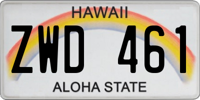 HI license plate ZWD461