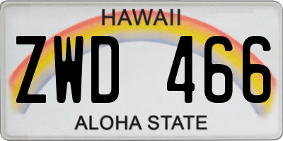 HI license plate ZWD466