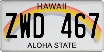 HI license plate ZWD467