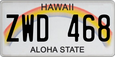 HI license plate ZWD468