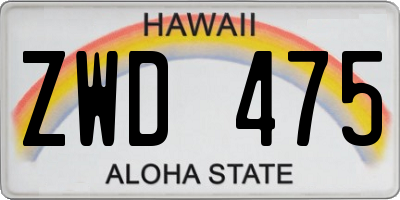 HI license plate ZWD475