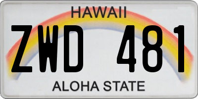 HI license plate ZWD481