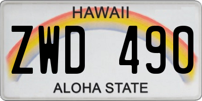 HI license plate ZWD490