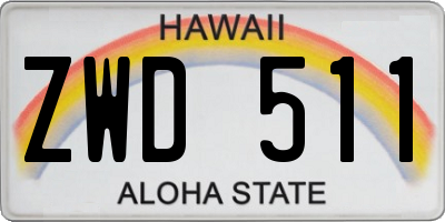 HI license plate ZWD511