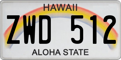 HI license plate ZWD512