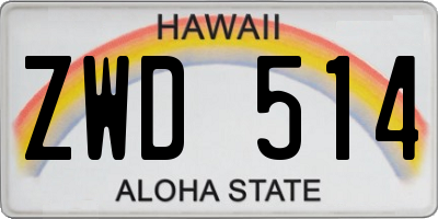 HI license plate ZWD514