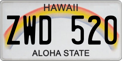 HI license plate ZWD520