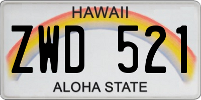 HI license plate ZWD521