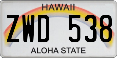 HI license plate ZWD538
