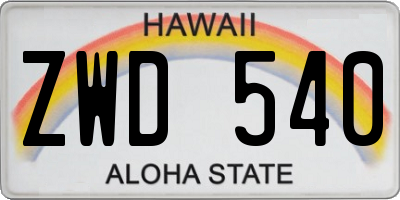 HI license plate ZWD540