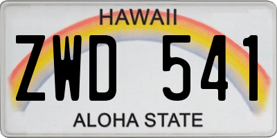 HI license plate ZWD541