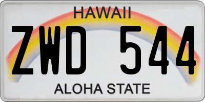 HI license plate ZWD544