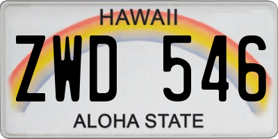 HI license plate ZWD546
