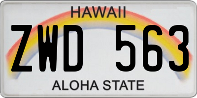 HI license plate ZWD563