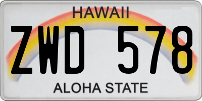 HI license plate ZWD578