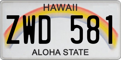 HI license plate ZWD581