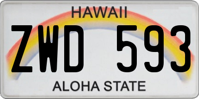 HI license plate ZWD593