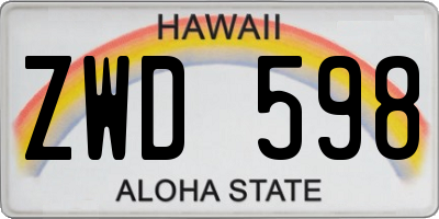 HI license plate ZWD598
