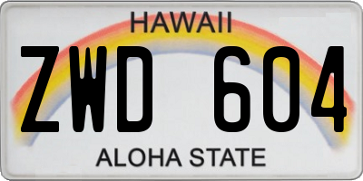 HI license plate ZWD604
