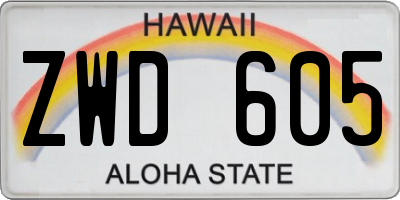 HI license plate ZWD605