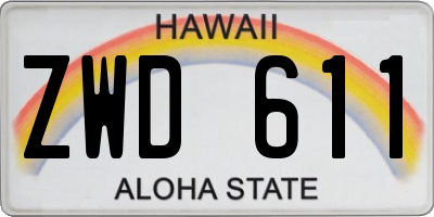 HI license plate ZWD611