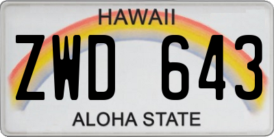 HI license plate ZWD643
