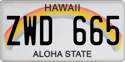 HI license plate ZWD665