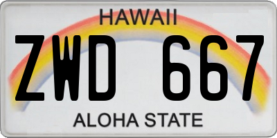 HI license plate ZWD667