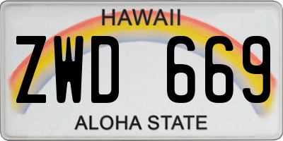 HI license plate ZWD669