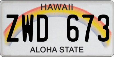 HI license plate ZWD673