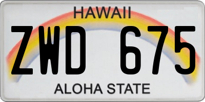 HI license plate ZWD675