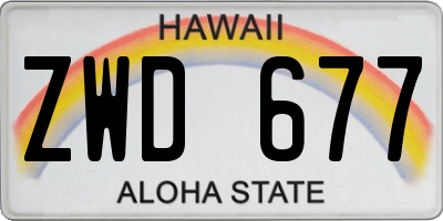 HI license plate ZWD677