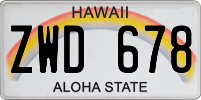 HI license plate ZWD678