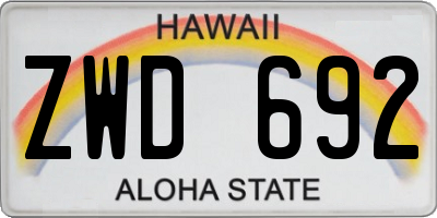 HI license plate ZWD692