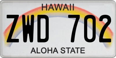 HI license plate ZWD702