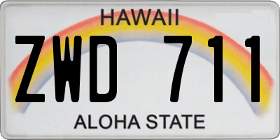 HI license plate ZWD711